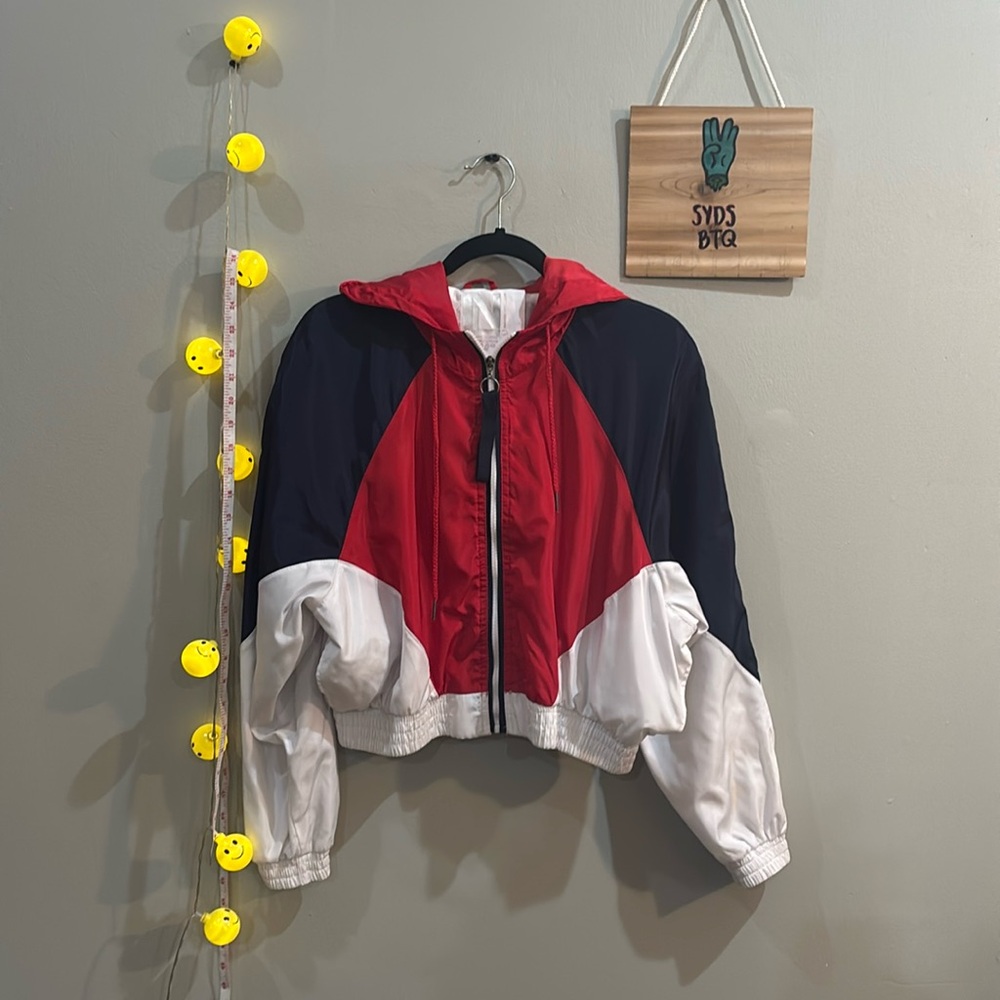cropped bomber jacket / windbreaker hoodie